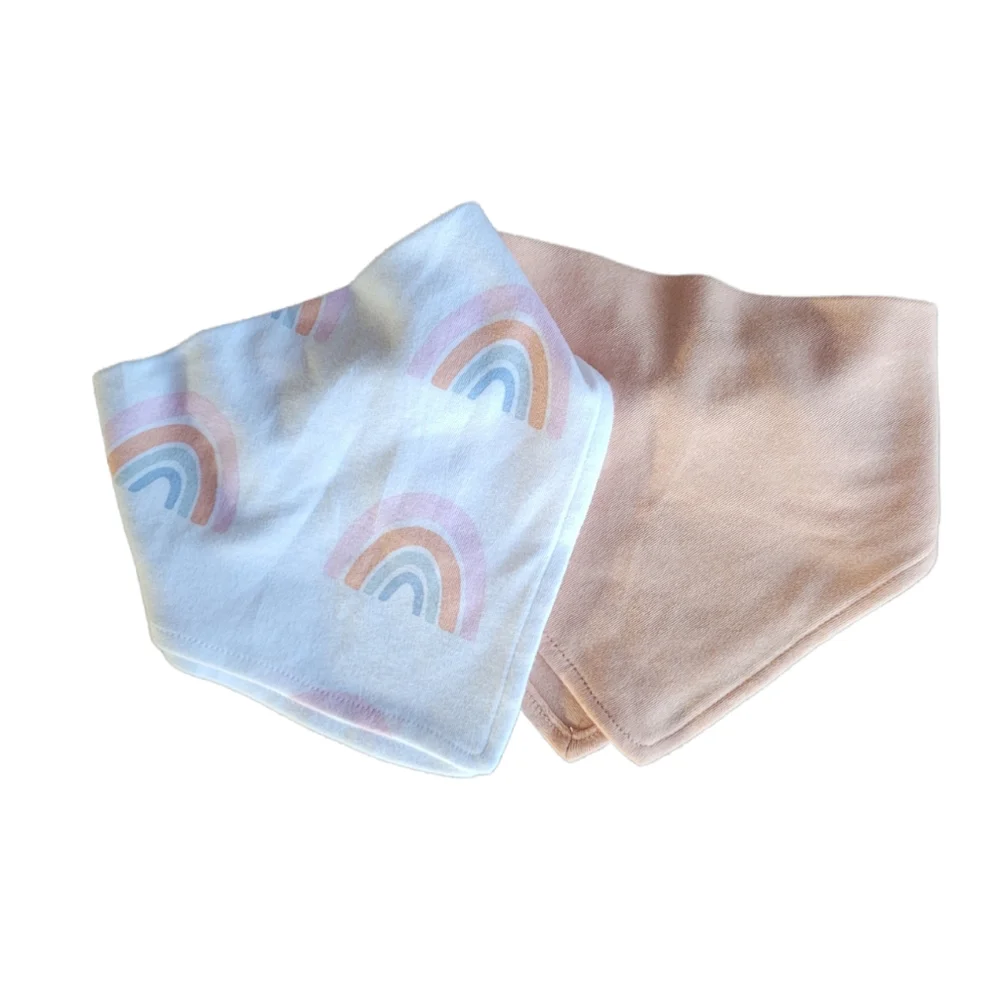 Nordstrom 2 Piece Bandana Cotton Bib Rainbow & Solid